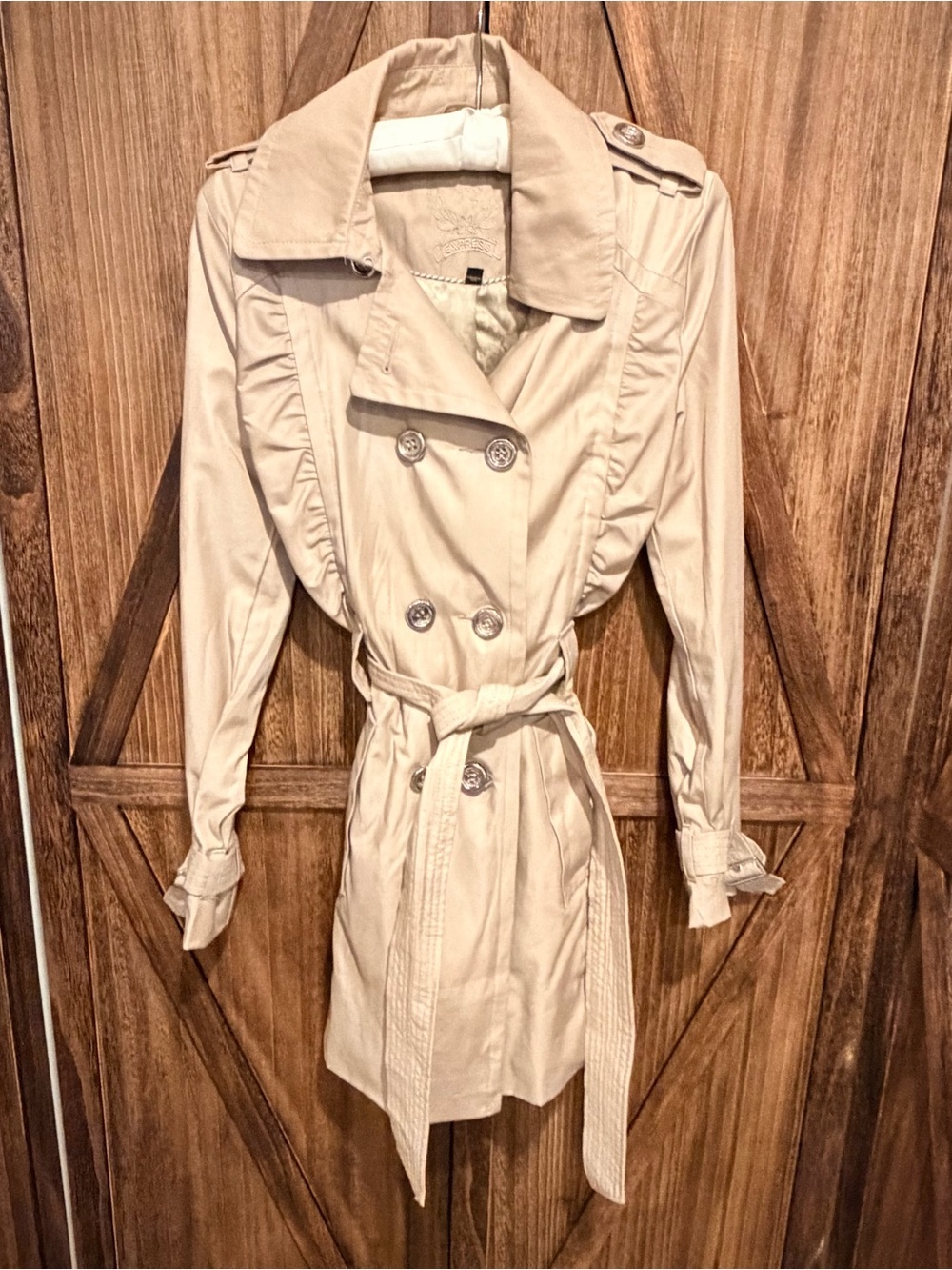 Express Beige Trench Coat Belted Small
